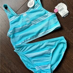 3/$20 George Turquoise Striped Kids Bikini